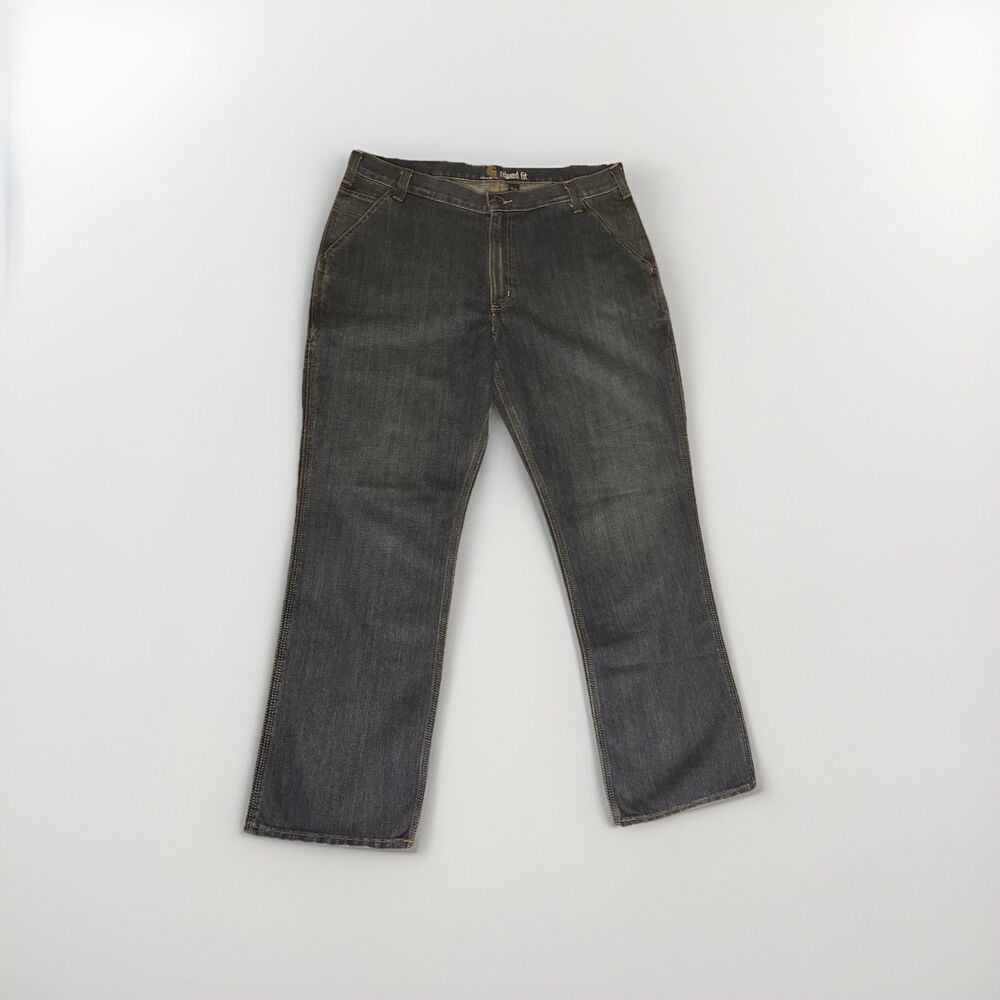 Carhartt Men's Relaxed Fit Straight Utility Jeans Dark Wash 5-Pocket
